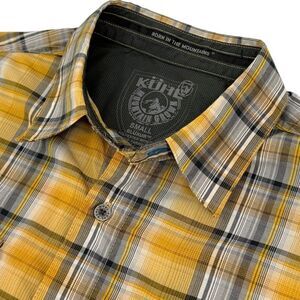 Kuhl Men's Response Short Sleeve Plaid Shirt Yellow Small